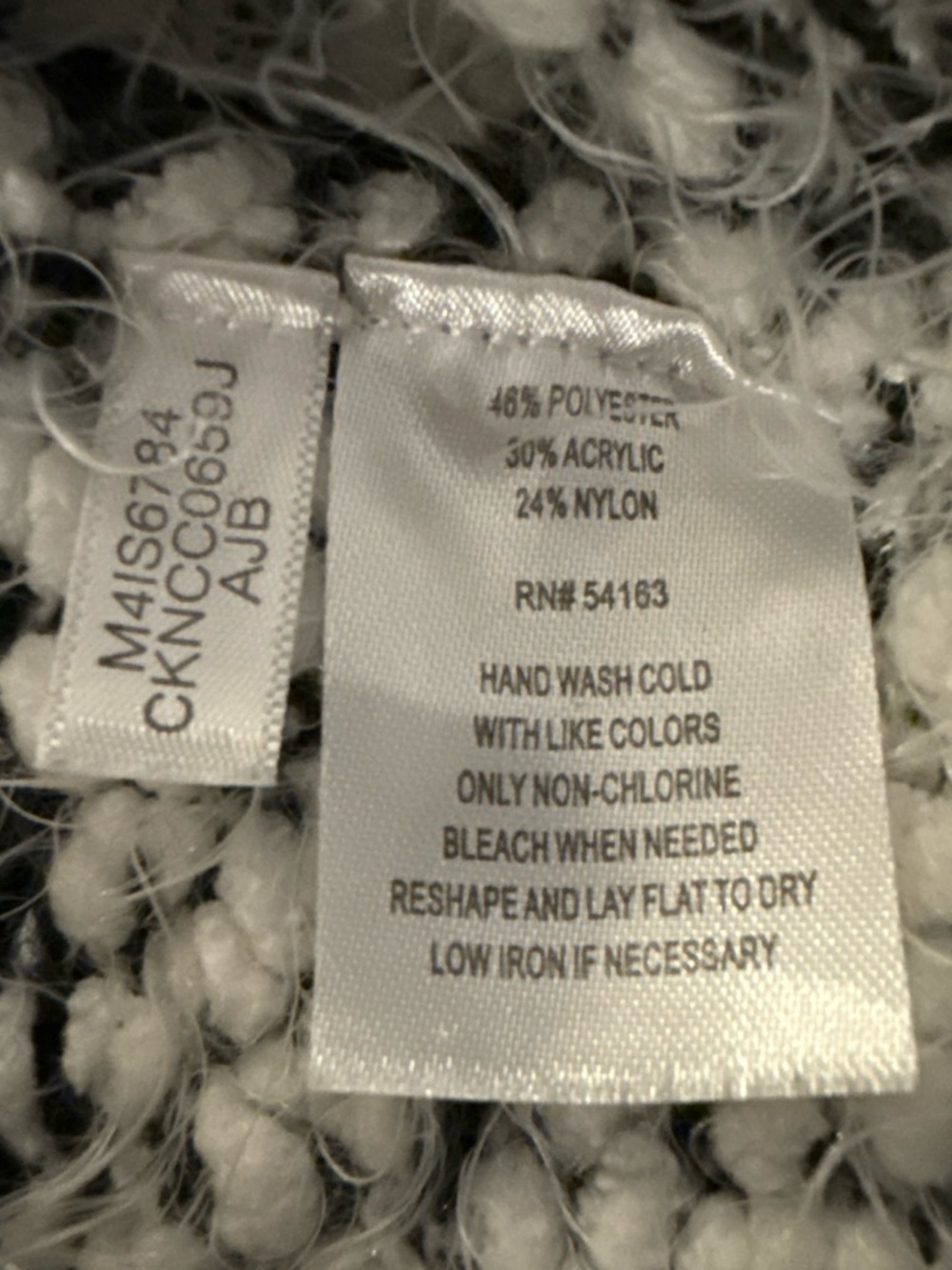 Calvin Klein Black and White Fuzzy Stripe Crewneck Sweater - Picture 4 of 5